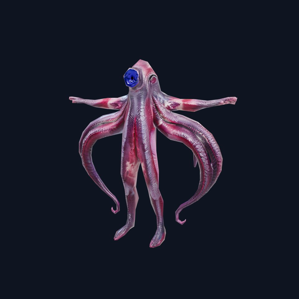 Cyclops Octopus Humanoid Creature Model Pack